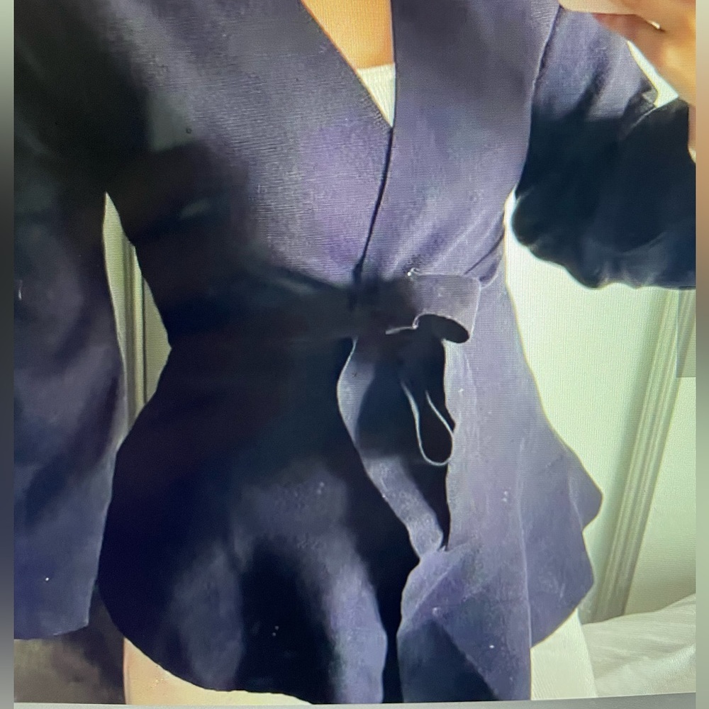 Zara Elegant navy Wrap Top